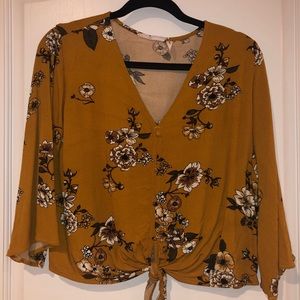 Floral tie front top